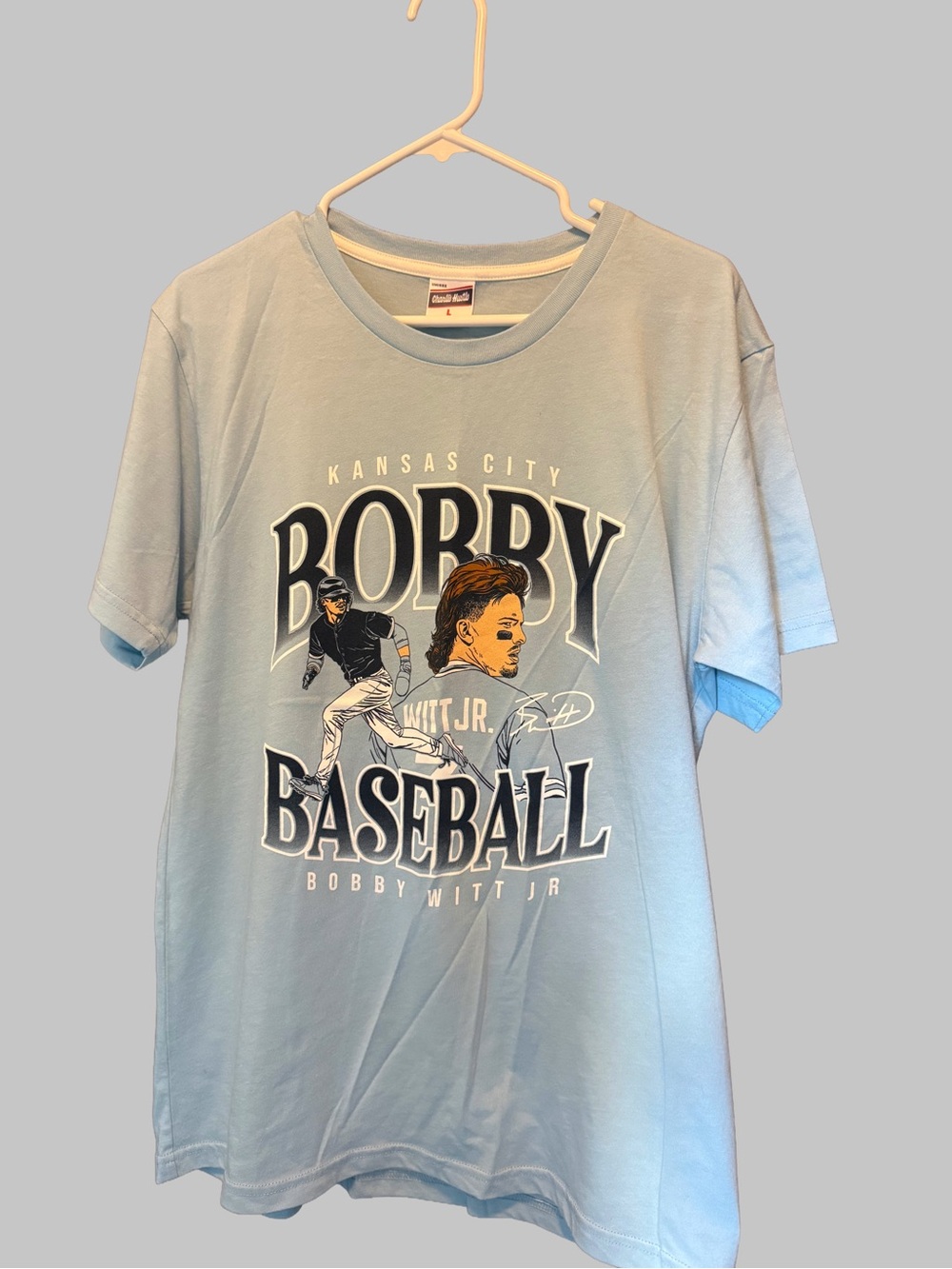 Bobby Witt Jr. Kansas City Baseball Graphic Tee - Light Blue